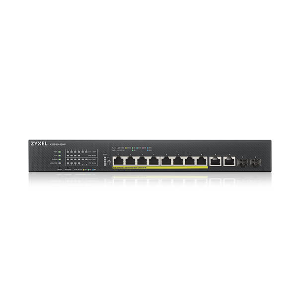 ZYXEL NETWORKS - XS1930-12HP - 8-port 10G Multi-Gig PoE Lite-L3 Smart Managed Switch with 2 10G Multi-Gig Ports & 2 SFP+